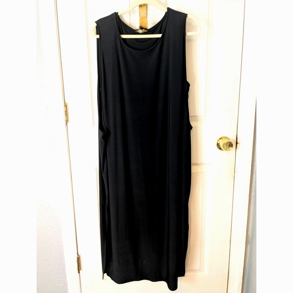 NEW Diane Gilman Tank Style 2 Layer 1X Black Dress Sleeveless Summer 18 Midi DG2